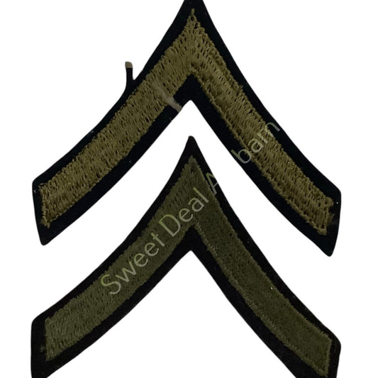 1 Set Embroidered Private 2nd Class (E-2) Sew-On Chevrons, 2.5"H x 3"W