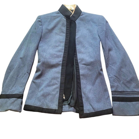 Vintage 1950s West Point Cadet Jacket – Size 37L – Gray Wool Blend with Black Trim & White Collar