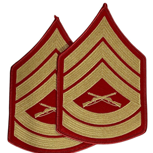 1 Set- US Marine Corps Gunnery Sergeant, Gold/Red,  5-3/4"H x 3-3/4"W