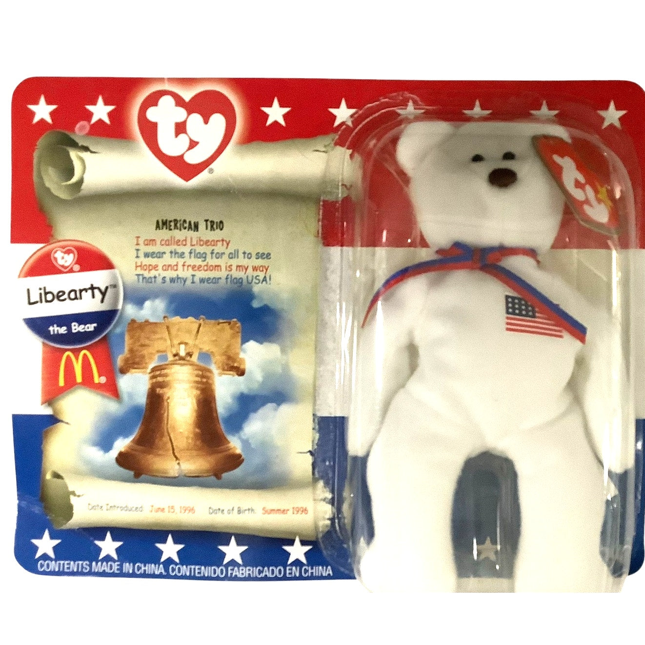 Libearty the Bear, McDonald's Vintage 2000 Kid Premium U.S.A. TY Beanie Babies