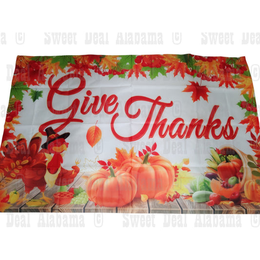 Festive "Give Thanks" Backdrop Banner 60” x 39” Thanksgiving Décor Backdrop