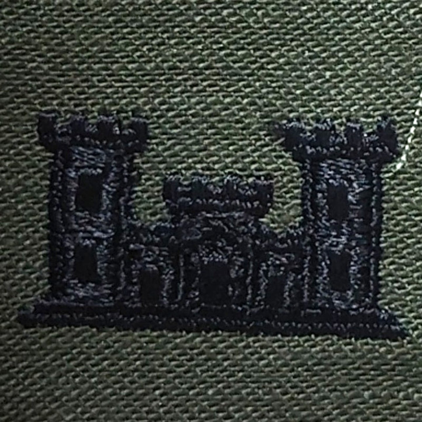 Pre-1989 Cap Device Subdued Embroidered Engineer Corps ODG Sew-On 2.25" x 2.25"