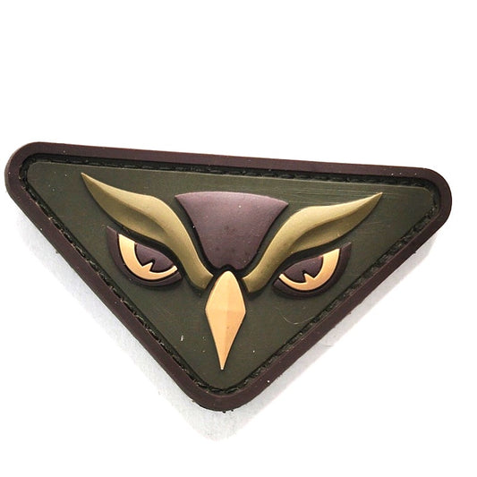 MSM Owl Head PVC Morale Patch Novelty Green Variant 3" × 1‑3/4" Hook Back