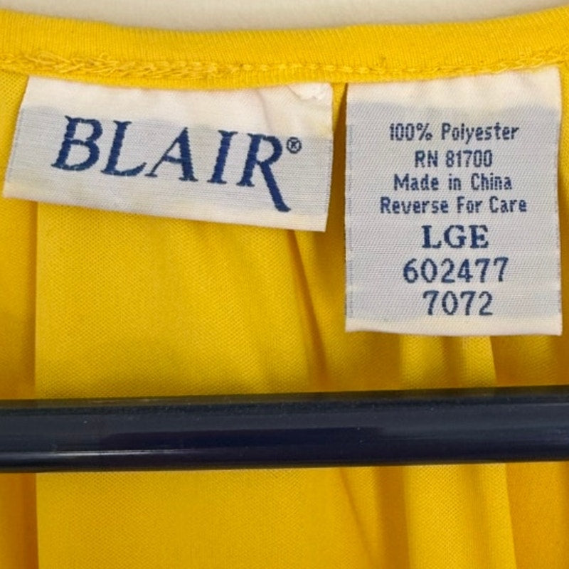 Blair Norm Thompson Women's 2-Piece Yellow Top & Navy Print Pants Set L