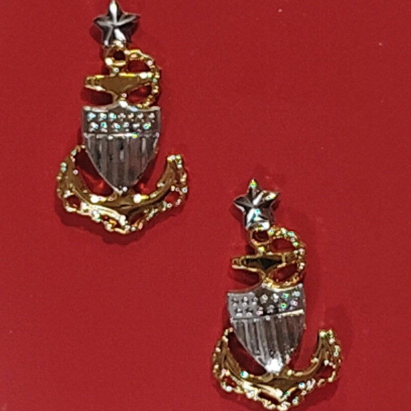 Coast Guard Collar Device – E8 Senior Chief Petty Officer (SCPO)  5/8" x 1-1/8"
