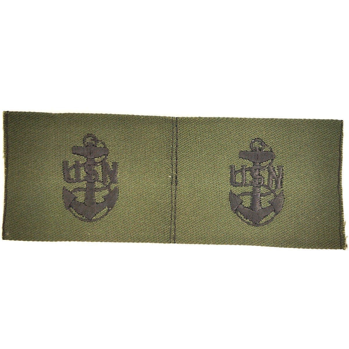 US Navy E-7 Chief Petty Officer Parka Rank Tabs – Black on ODG Twill – Pair