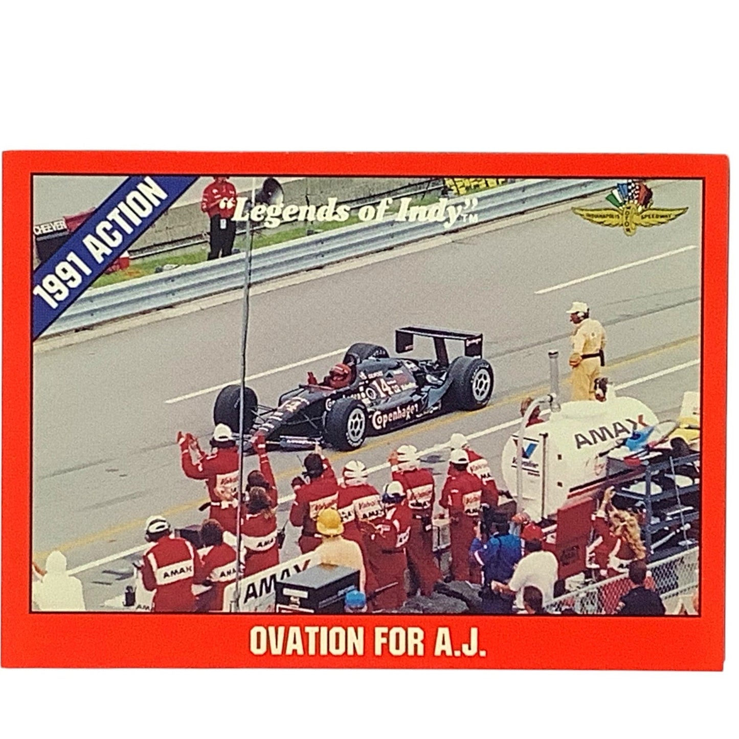 1991 Standing Ovation for A.J. Foyt, 1992 Legends of Indy Card 46, NM+