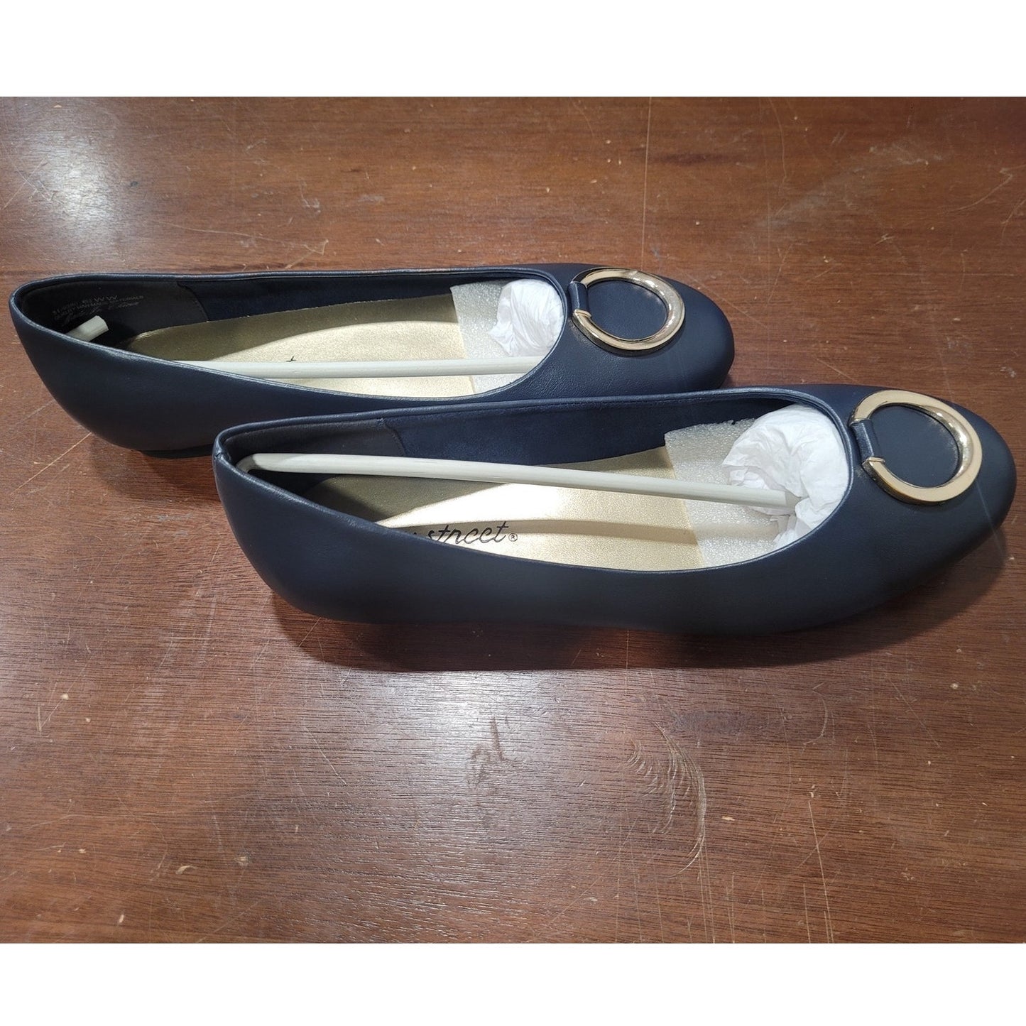 Easy Street Dia Ballet Flats – Navy Faux Leather, Women’s 6.5, Slip-On Comfort
