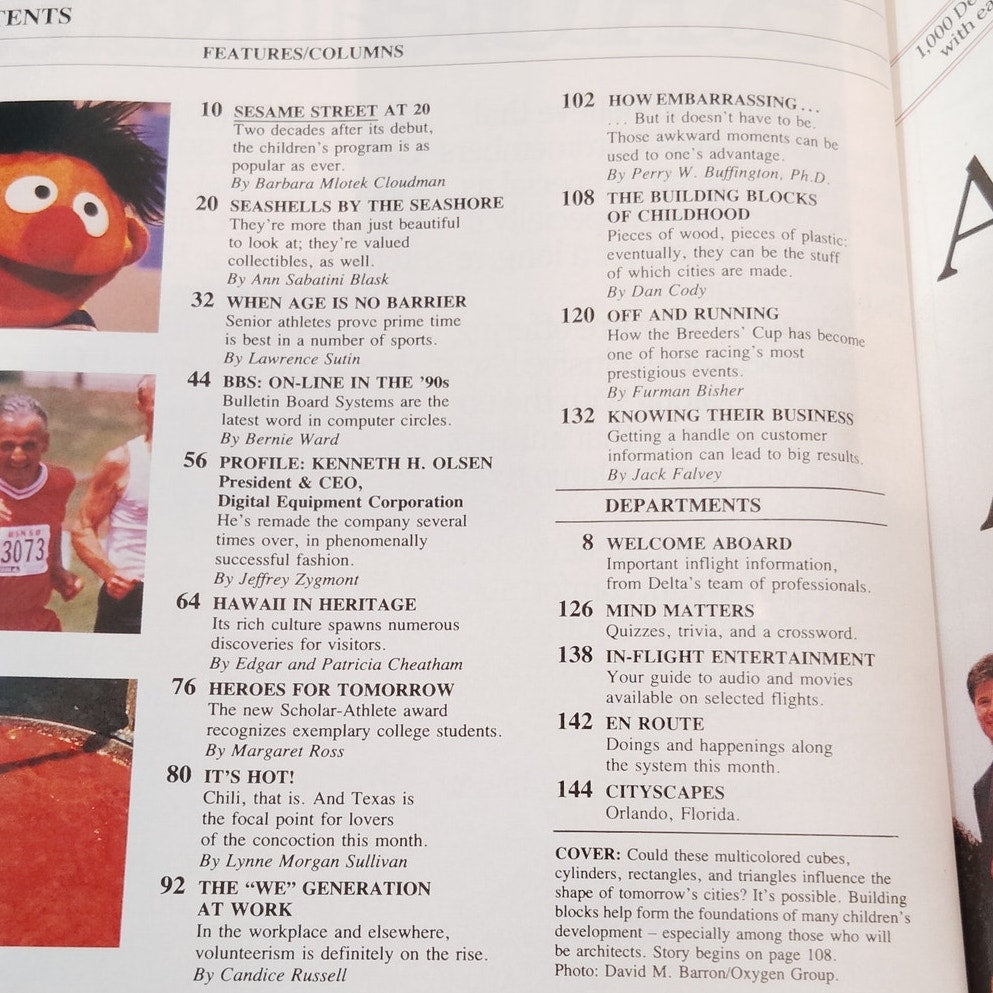 Delta Sky Magazine November 1989 - Sesame Street, Olsen, Hawaii, Breeder's Cup