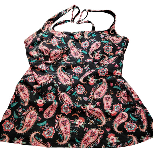 Lands’ End Women’s Paisley Print Tankini Top – Size 6 – NWT