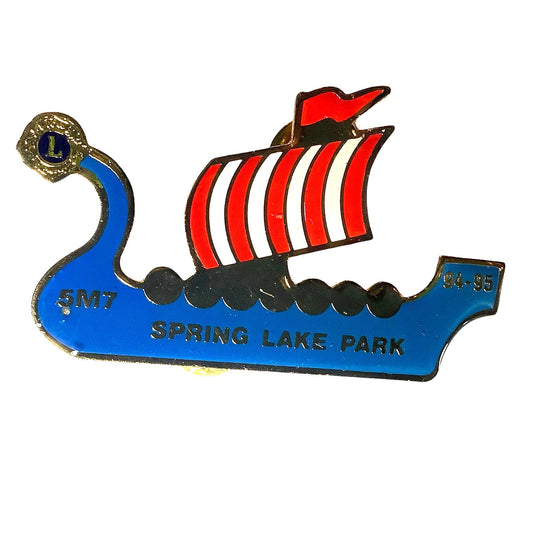 Vintage 1995 Lions Club International, Old Ship Lapel Pin, Spring Lake Park 5M7