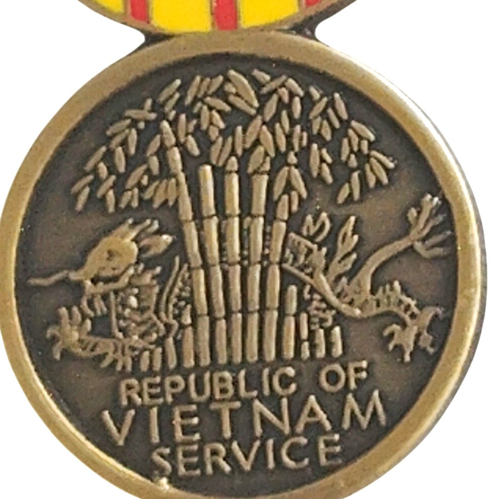 Vietnam Service Medal Metal Mini Novelty Hat, Lapel Pin 1‑1/8" × 3/4"