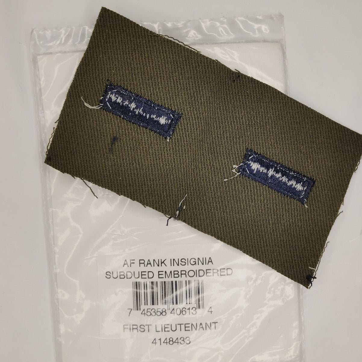 USAF First Lieutenant O‑2 Subdued Rank Patch Pair – Embroidered ODG – AAFES