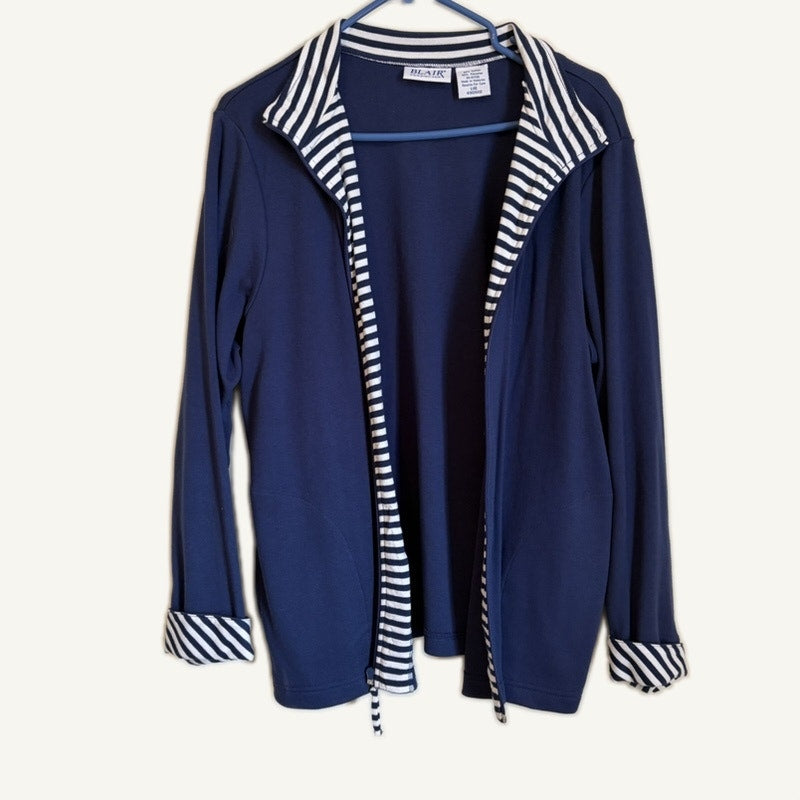 Blair Women's L Navy & White Striped 3-Piece Lounge Set - Excellent Condition