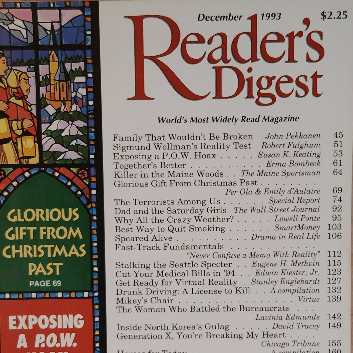 Reader's Digest December 1993 Vintage Christmas Stained Glass Magazine