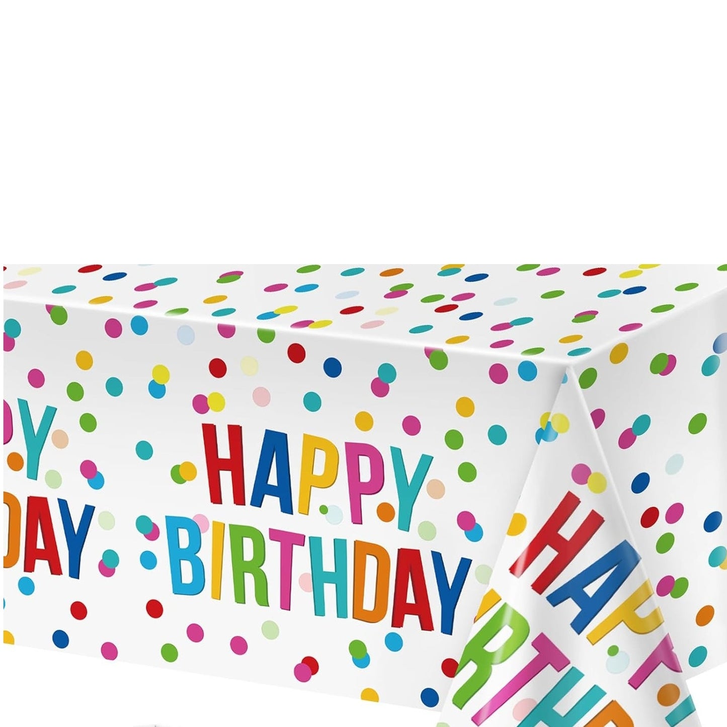 Happy Birthday Tablecloth 54×108 in Confetti Dots Disposable Party Cover
