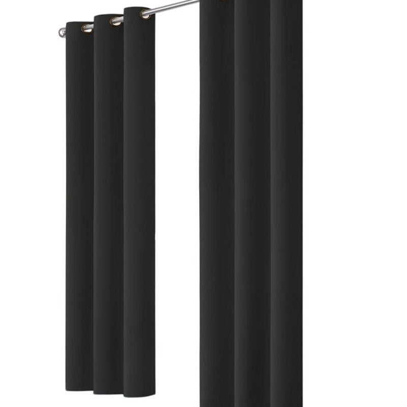 Darrell ThermaWeave Black Solid 37" X 84"L Blackout Pair Grommet Curtain Panels