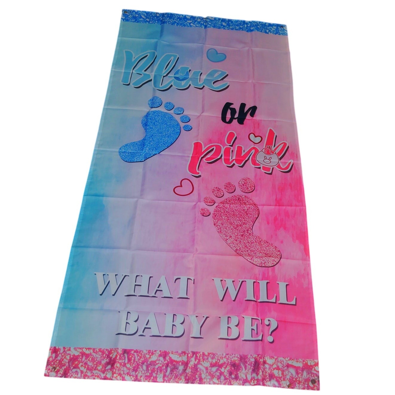 Gender Reveal Pink or Blue Banner 72.8" × 35.4" Baby Shower Party Decor