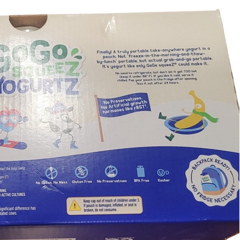GoGo SqueeZ Kids' YogurtZ Variety Pack – Strawberry & Banana, 16ct, EXP 3/4/26