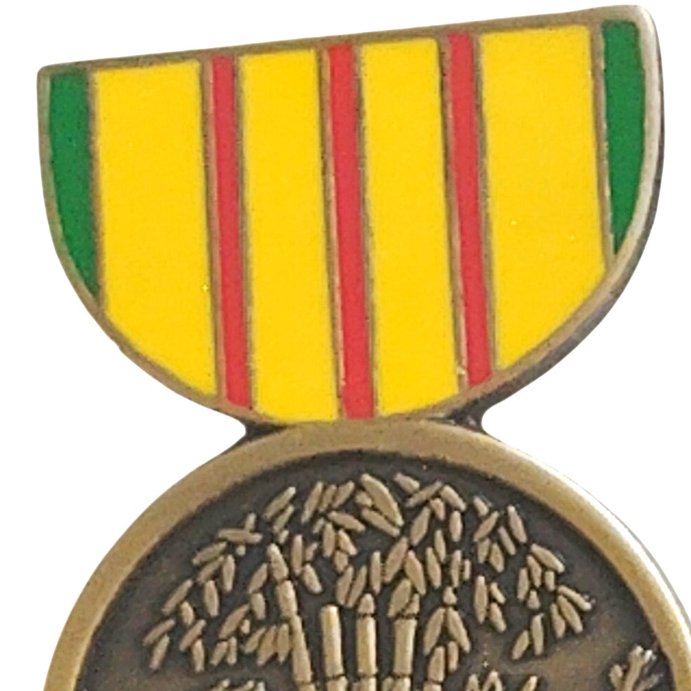 Vietnam Service Medal Metal Mini Novelty Hat, Lapel Pin 1‑1/8" × 3/4"