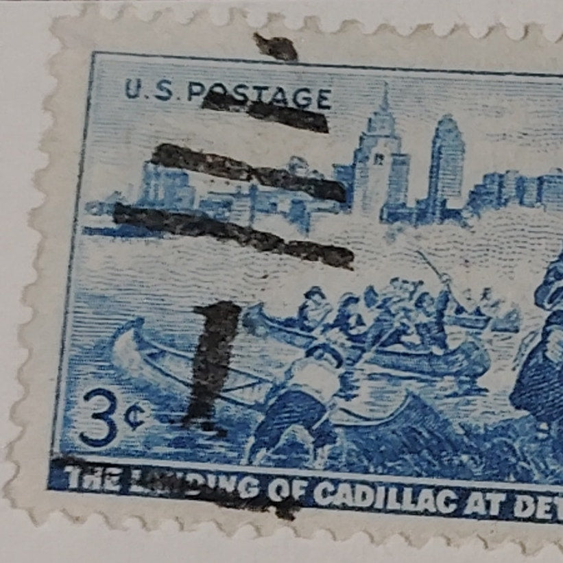 1951 3¢ Cadillac Landing at Detroit Stamp – Scott 1000 – 250th Anniversary