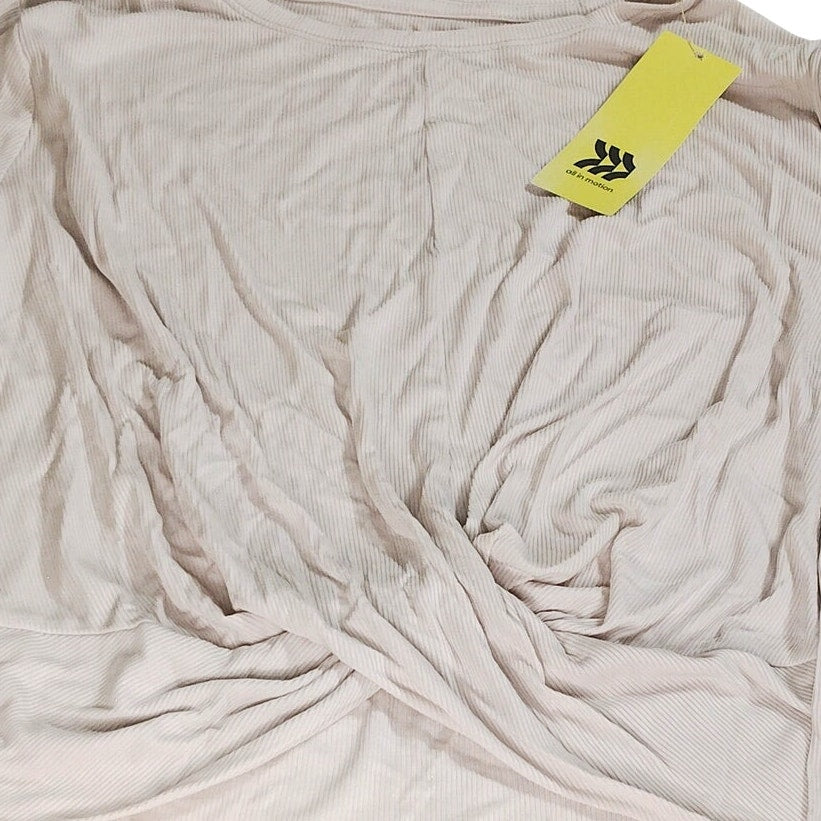 All in Motion Women’s Twist Front Long Sleeve Top Light Beige 1X