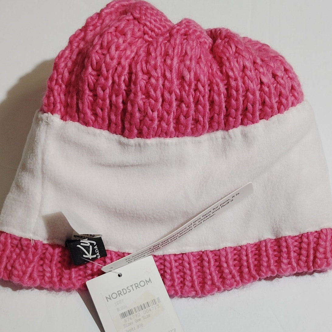 Kyi Kyi Faux Fur Pom Pom Knit Hat – Blush Fuchsia – One Size