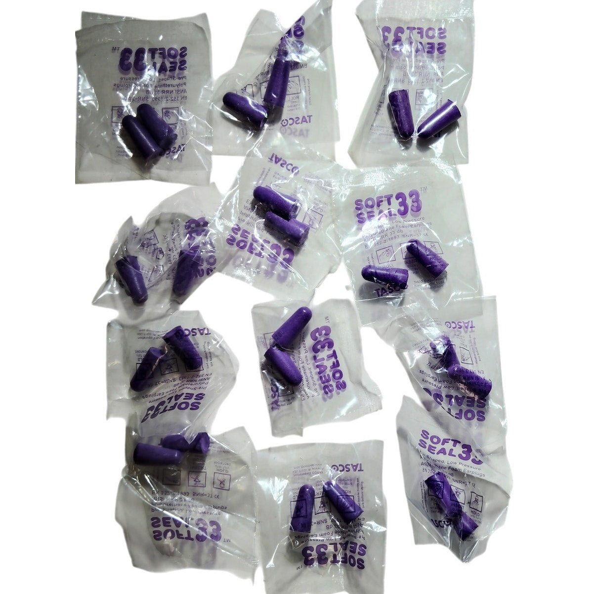 Tasco Soft Seal 33 Earplugs 12-Pairs Individually Wrapped Foam NRR 33dB