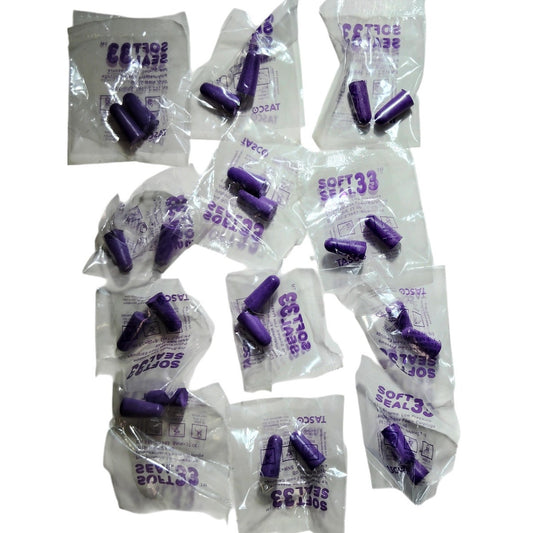 Tasco Soft Seal 33 Earplugs 12-Pairs Individually Wrapped Foam NRR 33dB