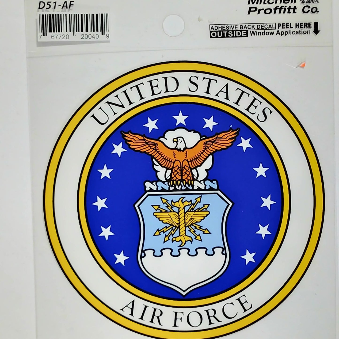 U.S. Air Force Seal Decal – 4" Round – Vinyl – Outside Window Mount – D51‑AF