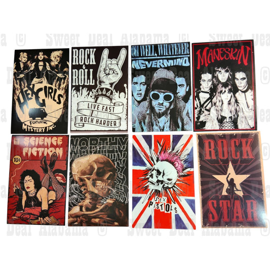 8-Piece Punk Rock Wall Collage Kit - Hip Hop, Rap, Rock & Roll - 6"x4" Posters
