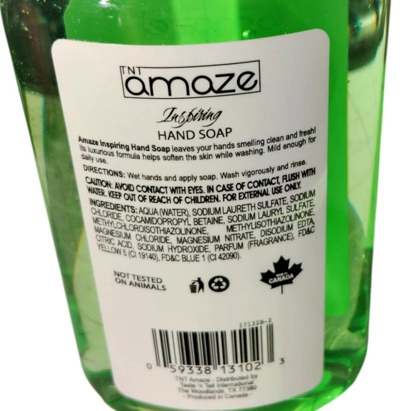 4× TNT Amaze Inspiring Hand Soap – 8 fl oz Each, Moisturizing Daily Cleanser, Made in Canada