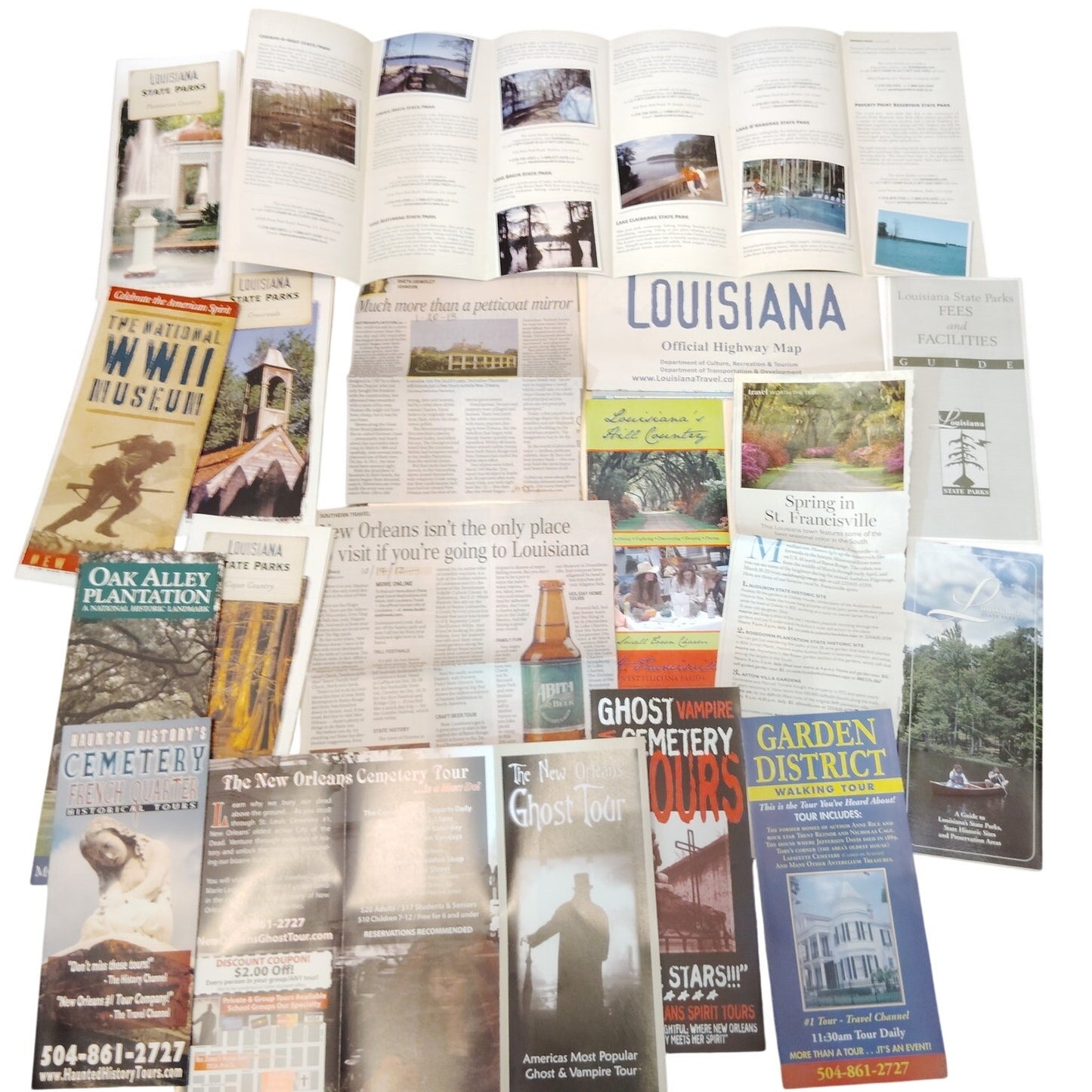 2010 Louisiana Travel Ephemera Lot Maps Guides Brochures New Orleans 3/4 Lb