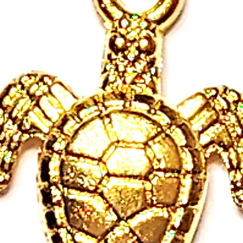 Sea Turtle Charm Patinated Antique Gold‑Tone 1/2" 3D Tortoise Pendant Jewelry