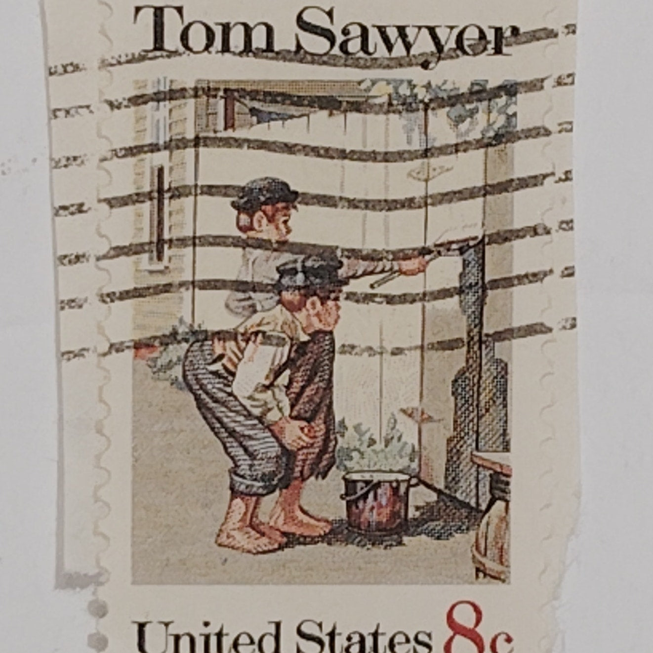 1972 Tom Sawyer Stamps – 8¢  Lot of 2 Used – Scott #1470 – Rockwell Art