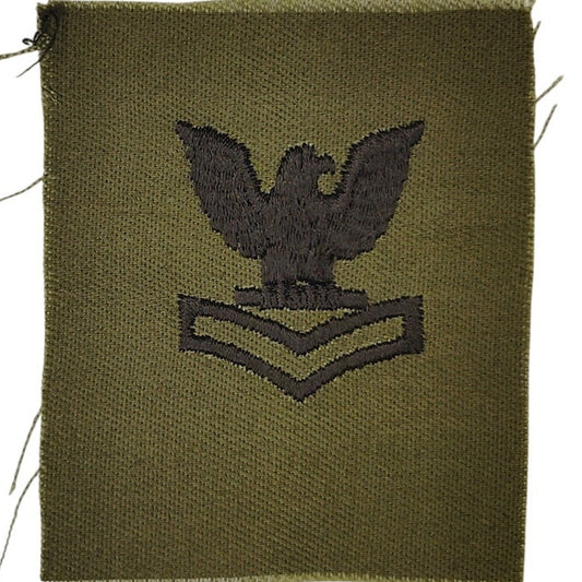 US Navy PO2 E‑5 Subdued OD Rating Device Patch 2‑1/4" × 2‑3/8" Sew‑On