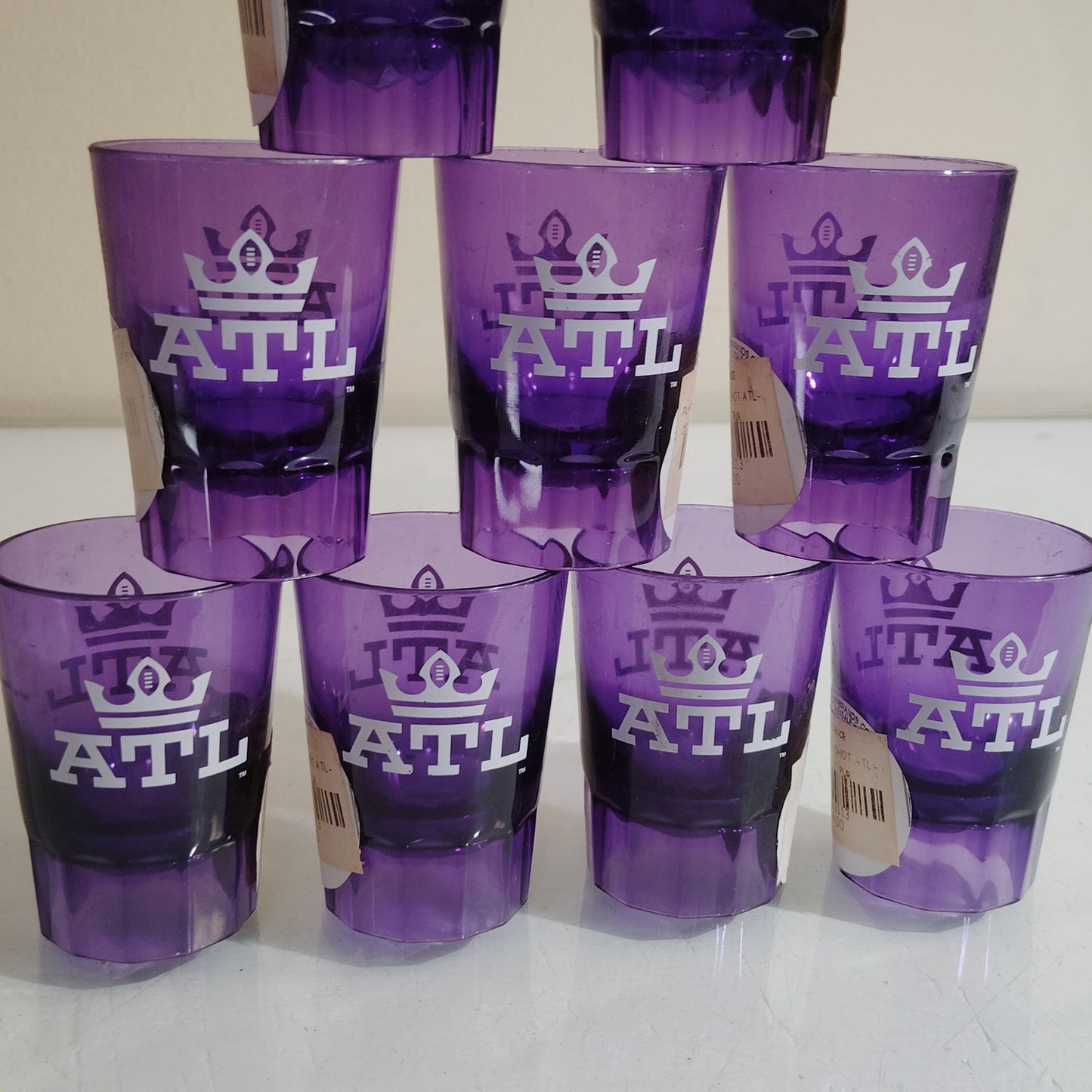 10-Pack AAF Atlanta Legends Shot Glasses 2 oz Purple/White ATL Crown Logo