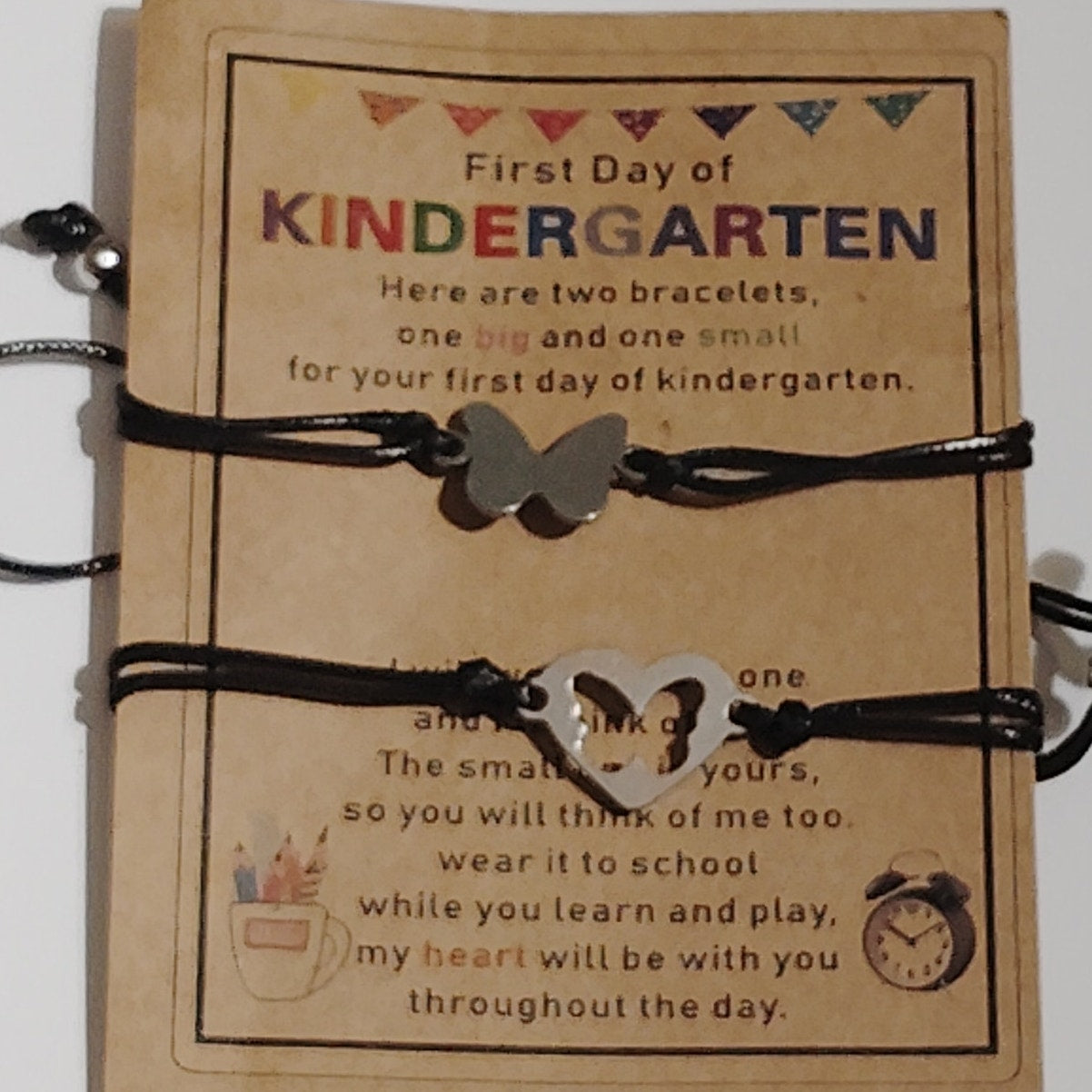 First Day of School Butterfly Bracelet Set Parent & Child Adjustable Strings