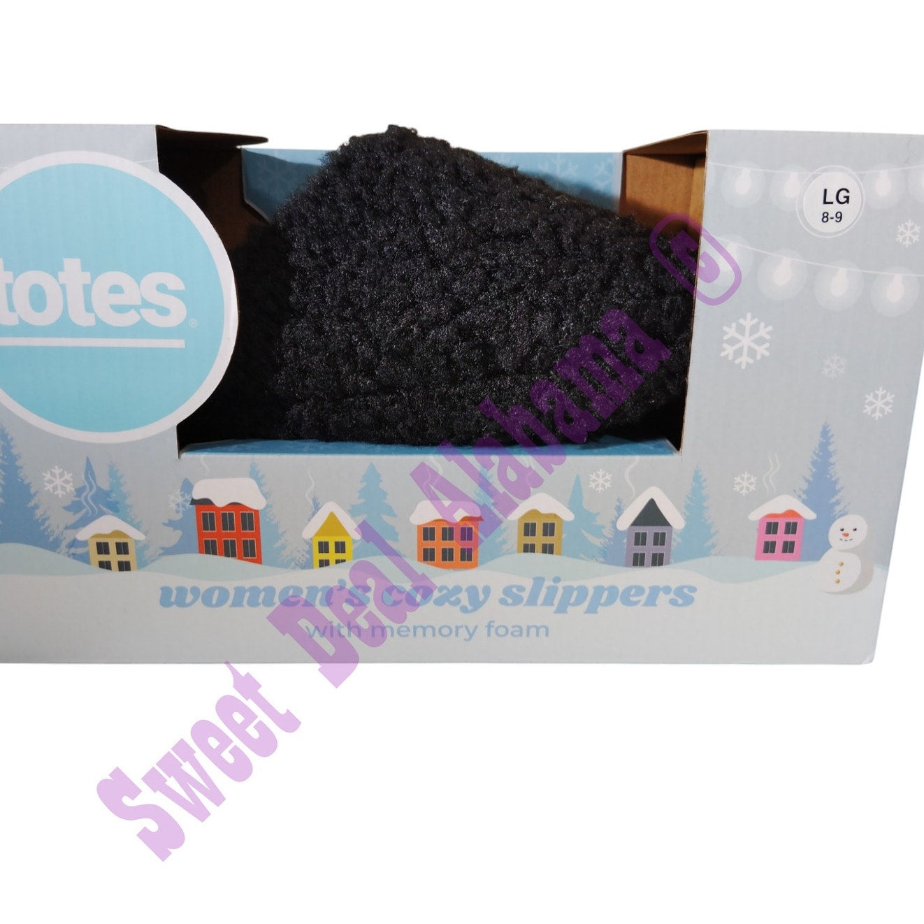 Totes Women's Cozy Slippers, Memory Foam Slippers, Size L (8-9) , Black #34544