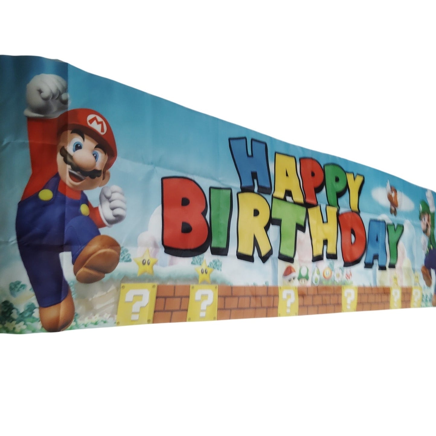 Super Mario Bros Birthday Banner 120" x 19" Includes 25 Mario Character Balloons