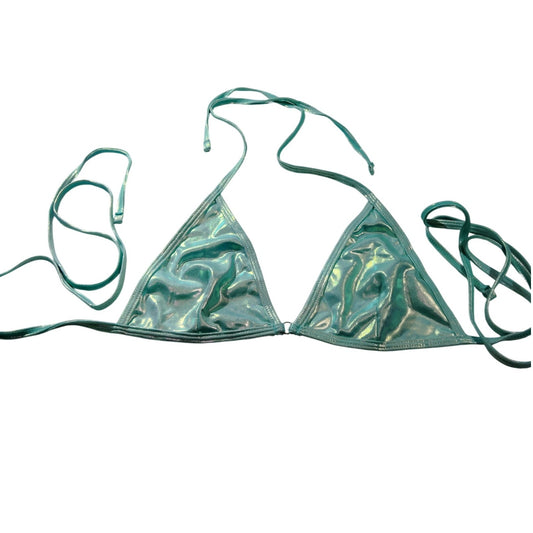 Teal Holographic Metallic Triangle Bikini Top – Medium – NWOT