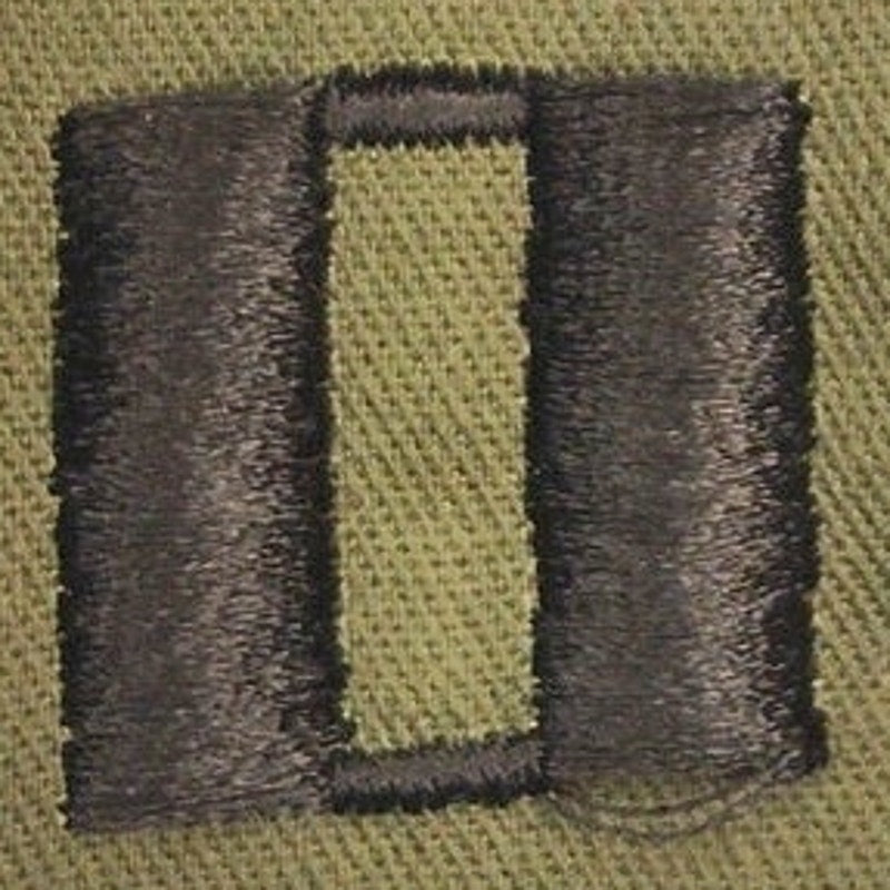 US Army Captain O‑3 Rank Patch Subdued OD Green 4‑5/8" × 2‑1/4" Sew‑On