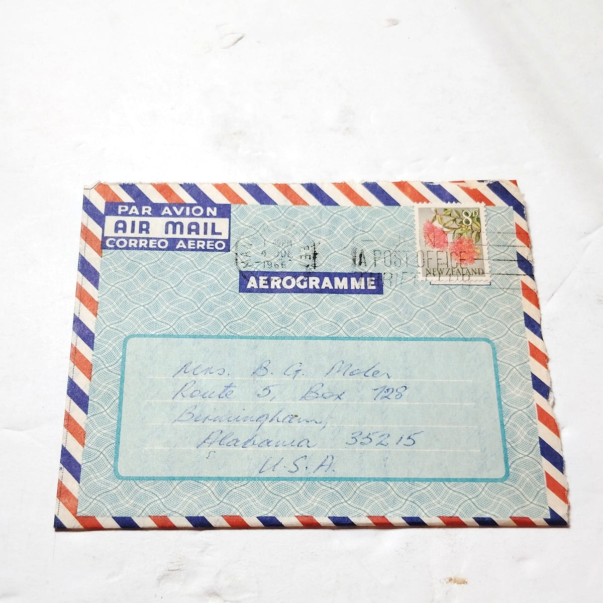 1966 New Zealand Aerogramme Cover 8d Rata Stamp Pohutu Geyser Auckland Cancel