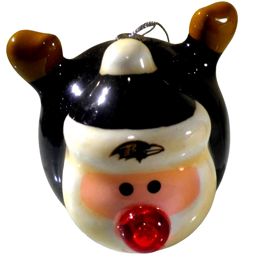 Baltimore Ravens NFL Licensed LED Santa and Snowman Christmas Ornaments