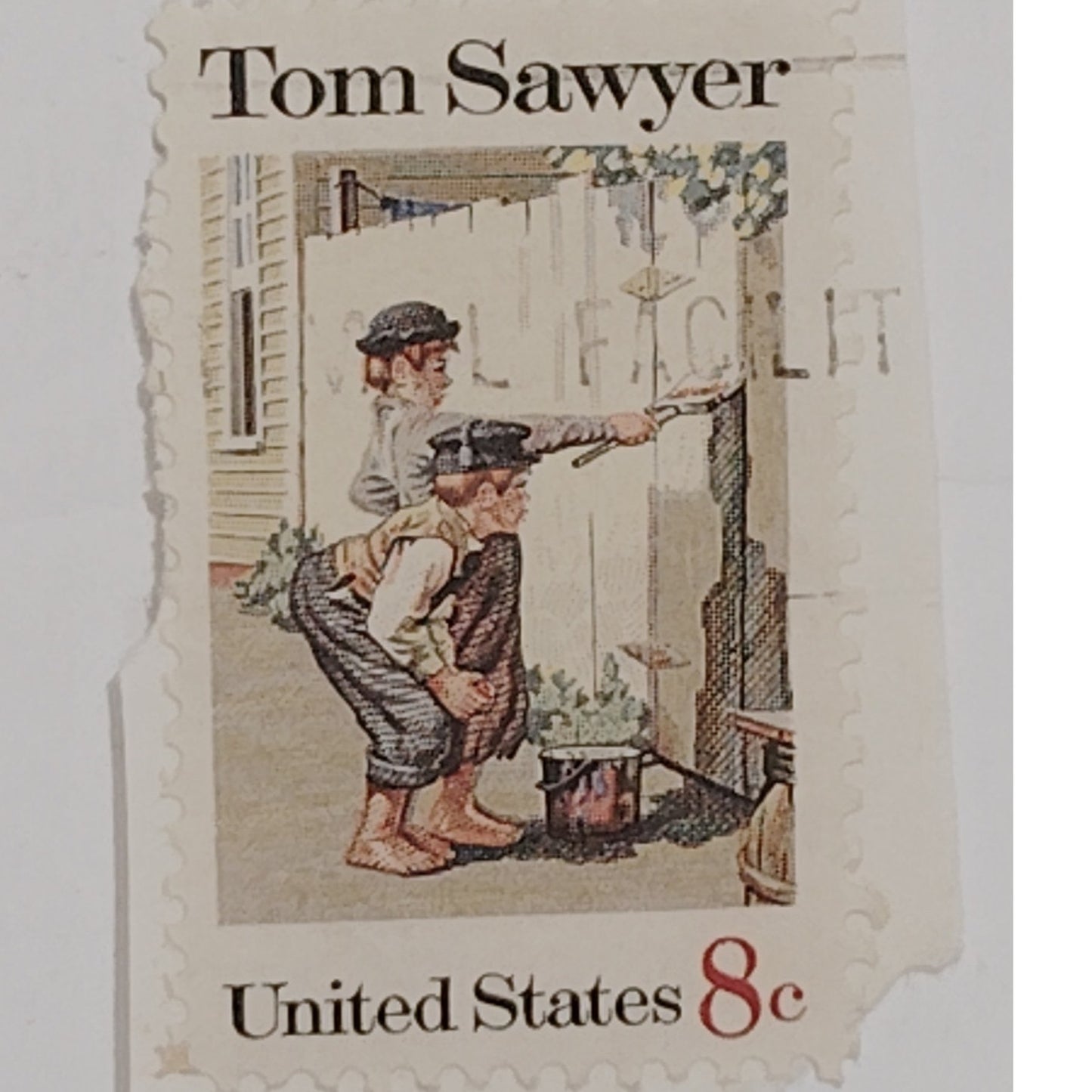 1972 Tom Sawyer Stamps – 8¢  Lot of 2 Used – Scott #1470 – Rockwell Art