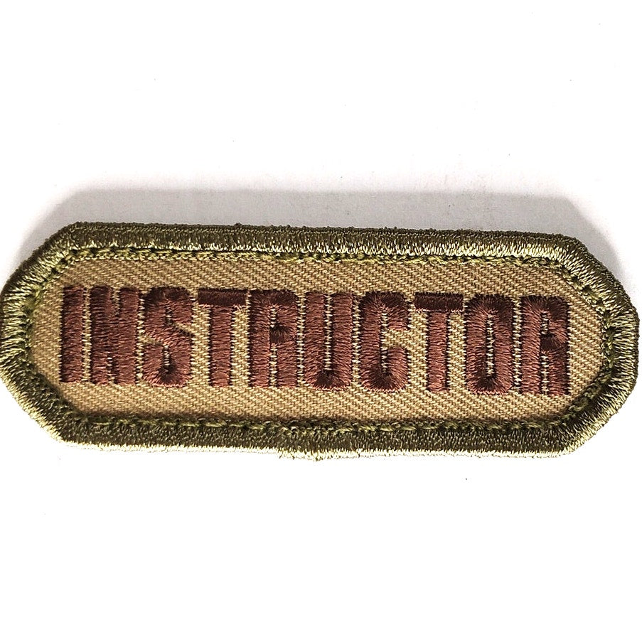 Mil‑Spec Monkey Instructor Patch Brown on Tan w/ Green Border 3" × 1" Hook‑Back