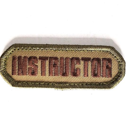 Mil‑Spec Monkey Instructor Patch Brown on Tan w/ Green Border 3" × 1" Hook‑Back