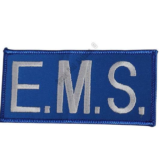 NOS, E.M.S., White Text on Blue, Iron or Sew-On Embroidered Patch, 4-1/4"W x 2"H