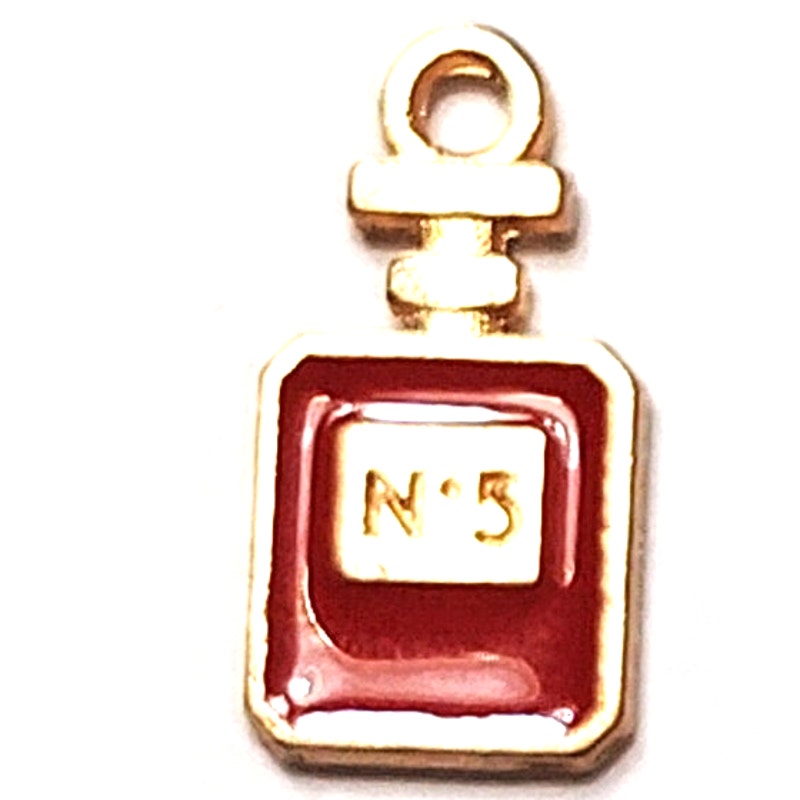 5‑Pack Perfume Bottle Charms Assorted Colors Gold‑Tone Enamel Pendants Jewelry