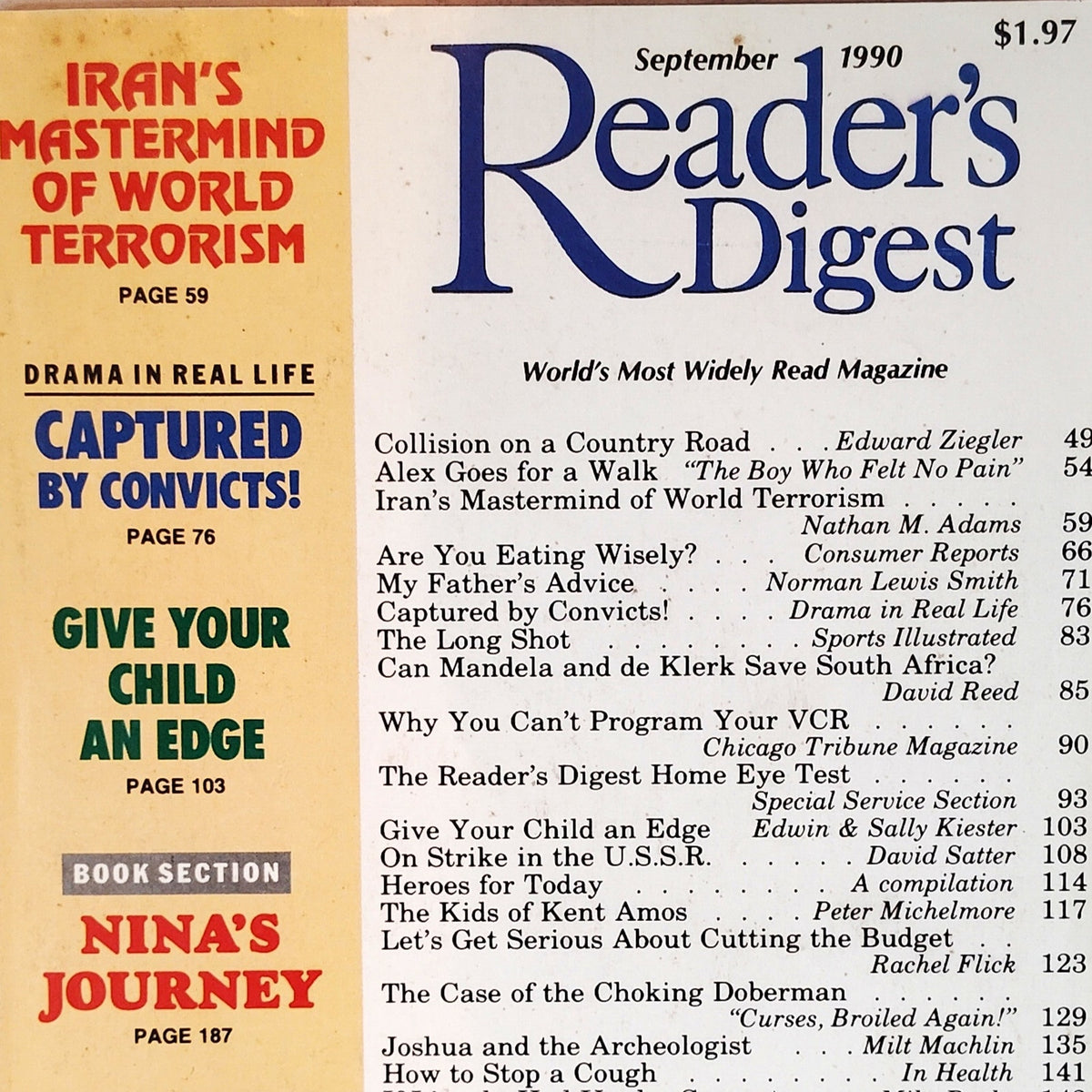 Vintage Reader's Digest September 1990 Magazine - Pan Am 103 Collectible